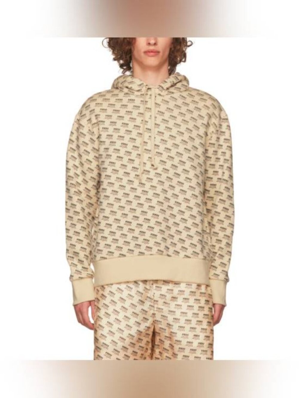 Gucci SS18 White Logo-Stamp Cotton French-Terry Hoodie